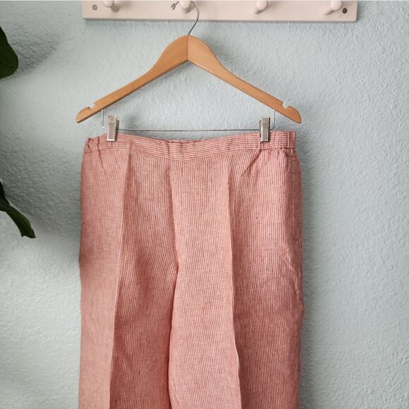 Coldwater Creek pants 100 % linen cropped elastic waistband wide leg - Picture 2 of 16